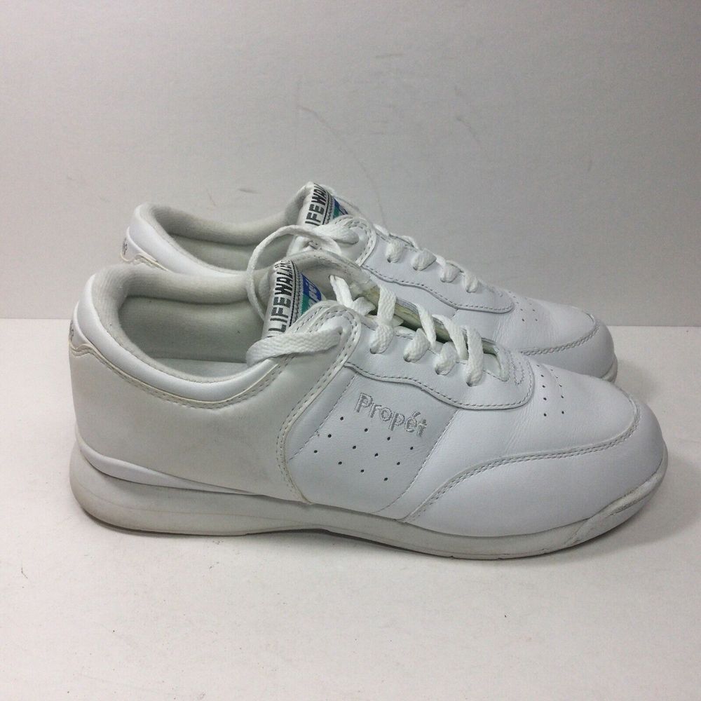 Propet Life Walker Womens Walking Shoes Size 9.5 White Leather Comfort Sneakers